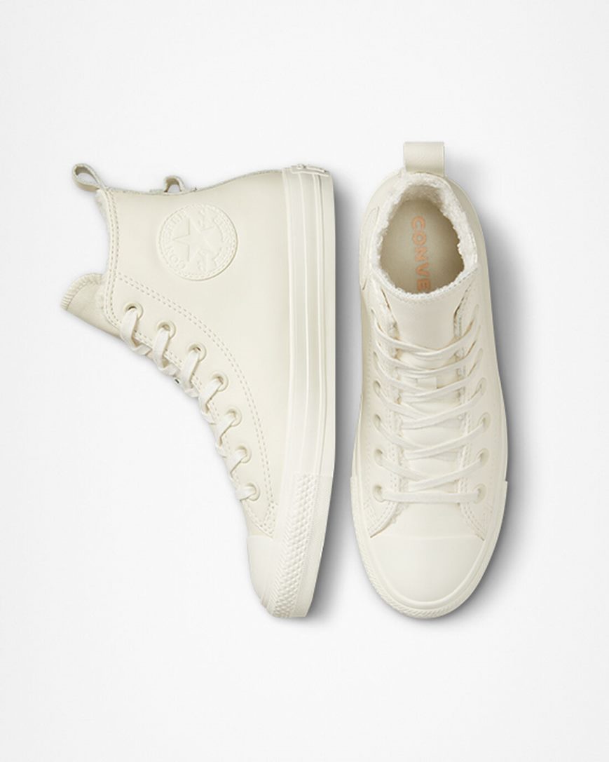 Women's Converse Chuck Taylor All Star Lined Leather High Top Shoes Beige | AU 189E5I